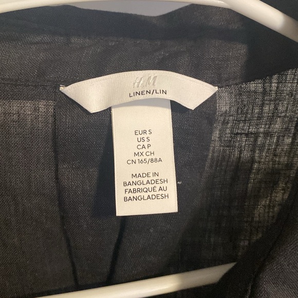 H&M Black linen cropped Button-Up Shirt - Picture 4 of 8